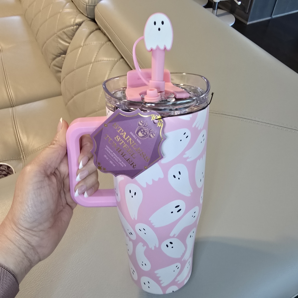 30oz Pink Ghost Tumbler with Handle